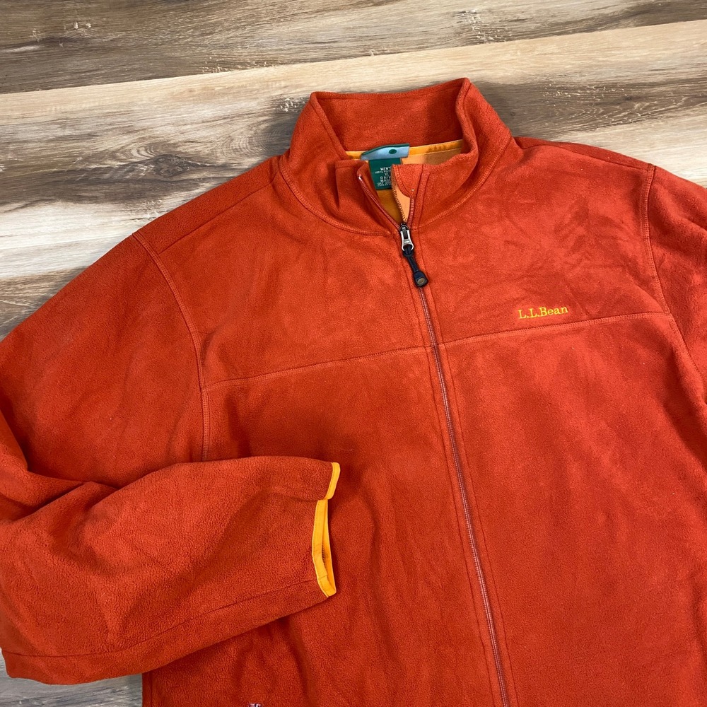 L.L. Bean Fleece Jacket Men XL Gorpcore Polartec Full Zip Orange Heritage Hiking